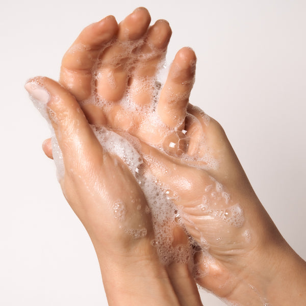 Smoosh into palm and spread over wet hands to activate.